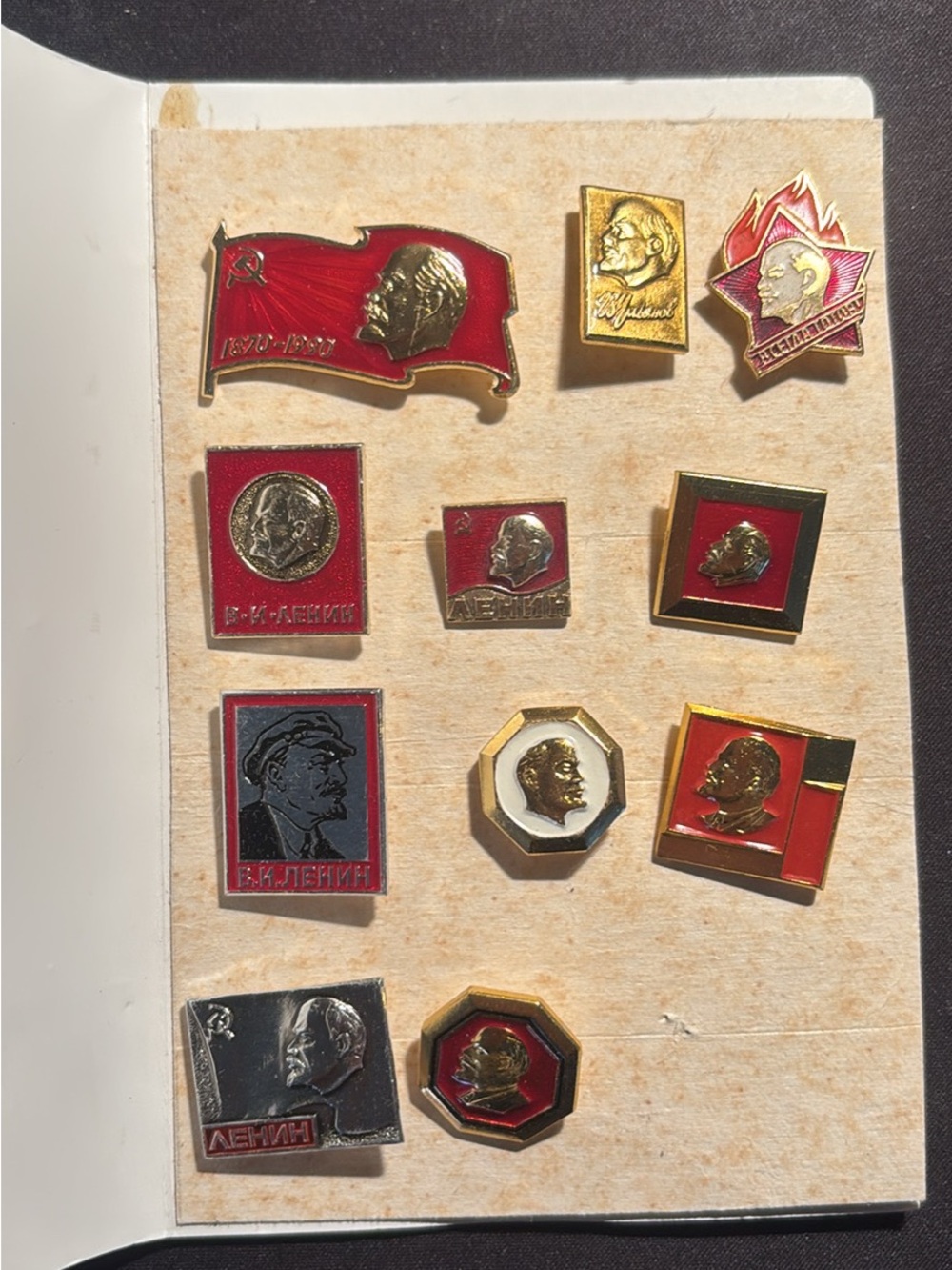 Red and Gold Enamel Men's Collectible Pin Set - Classic Accent
